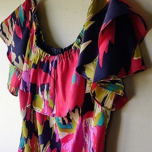 Maggy London Brilliant Print Ruffle Dress - Size 10